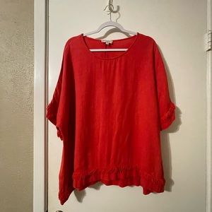 Umgee linen blend coral top